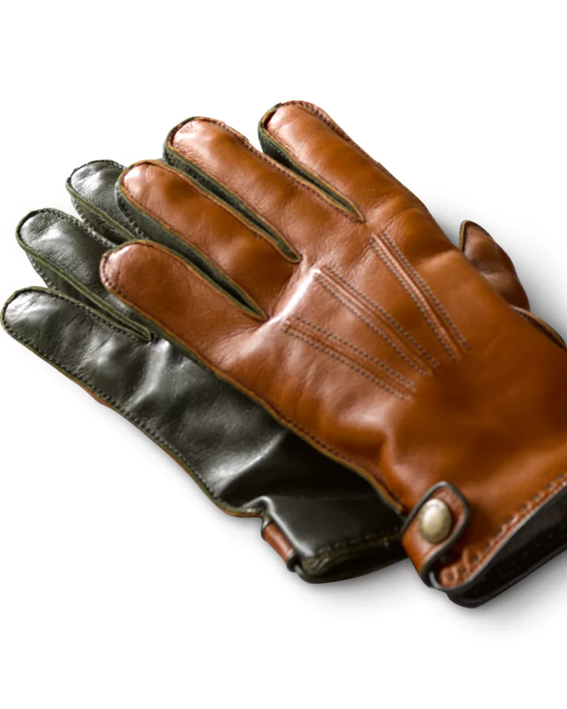 Orvis Battenkill® CashmereLined Leather Gloves, Tan / Green Oxford