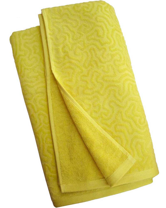 Affina Strigosa Lemon Organic Cotton Beach Towel, Lemon Yellow