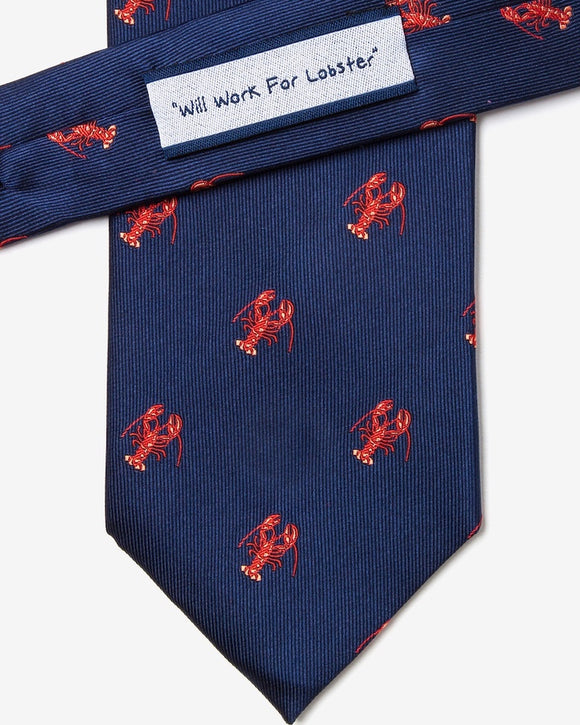 Alynn Will Work for Lobster Tie, Navy Blue & Red
