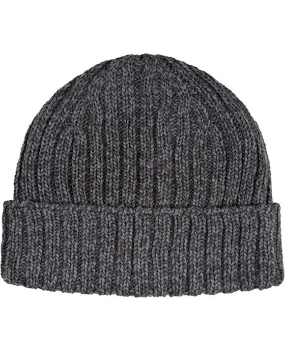 Aran Ribbed Merino Wool Winter Hat, Anthracite (Gray) (4 Colors)