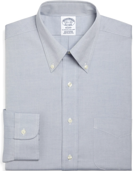 Brooks Brothers Milano Slim-Fit Dress Shirt, Button-Down Collar, Blue