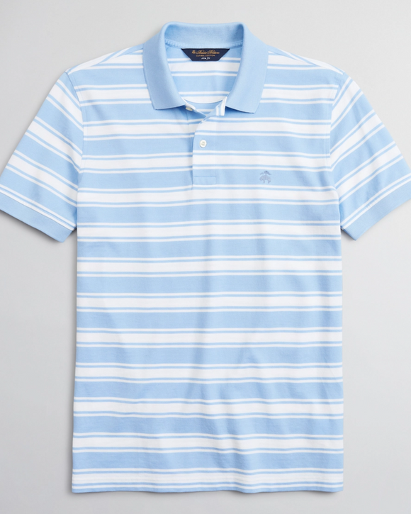 Brooks Brothers Slim Fit Large Stripe Polo Shirt, Light Blue (2 Colors)