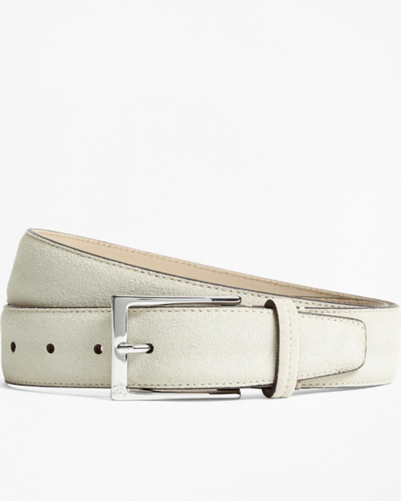 Brooks Brothers 1818 Suede Belt, Beige (Off-White)
