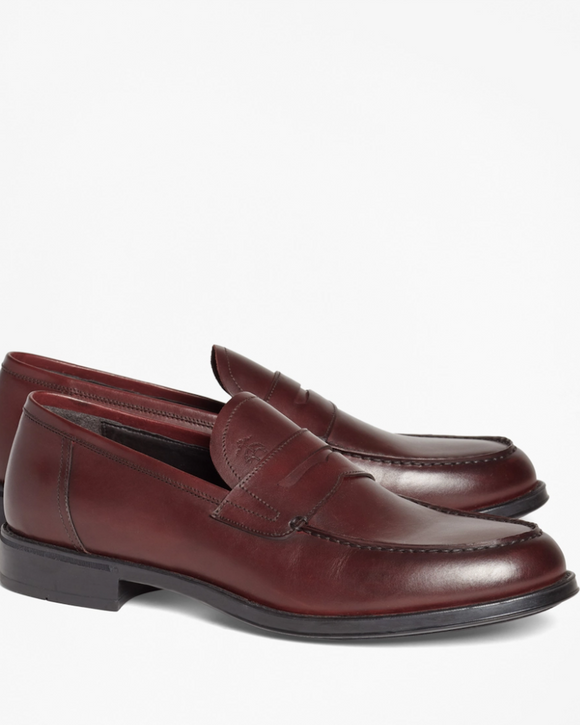 Brooks Brothers 1818 Rubber-Sole Leather Penny Loafers, Burgundy