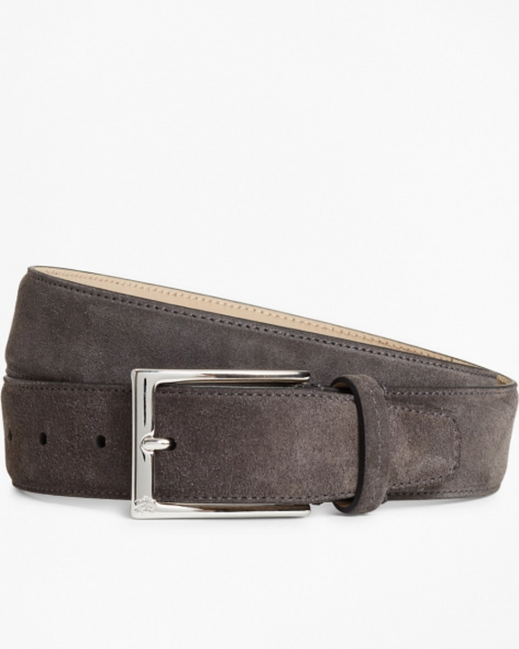 Brooks Brothers 1818 Leather Belt, Charcoal Suede