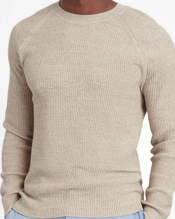 Banana Republic Organic Cotton-Linen Crew-Neck Sweater, Baja Sand (Tan)