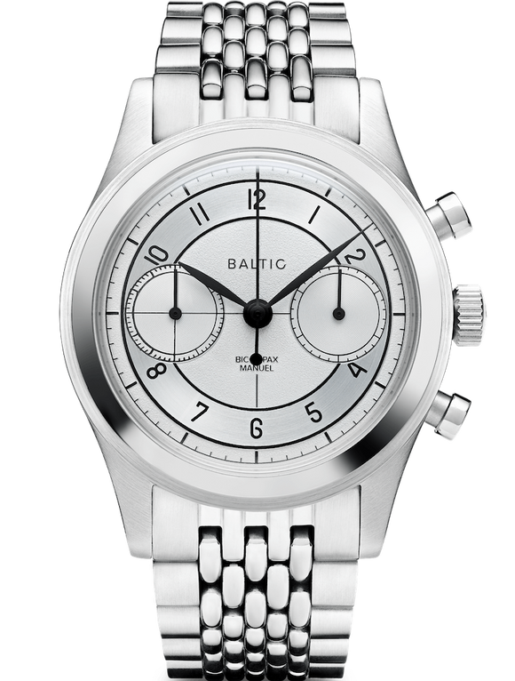 Baltic Bicompax 002 Manual-Wind Chronograph, Silver Dial (38mm)
