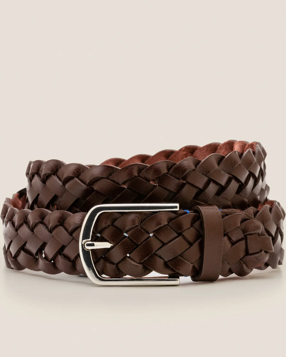 Boden Leather Plaited (Braided) Belt, Brown