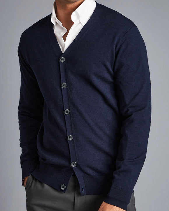 Charles Tyrwhitt Merino Wool Cardigan, Navy (Also in Charcoal)