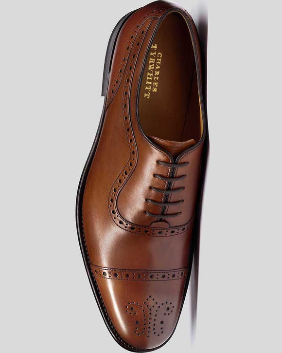 Charles Tyrwhitt Oxford Brogue Shoes, Chestnut Brown