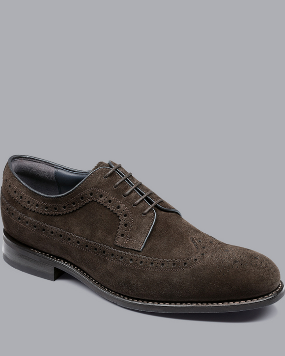 Charles Tyrwhitt Suede Calfskin Derby Brogues, Dark Chocolate