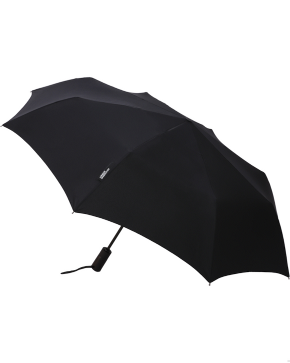 London Undercover 100% Recycled Polyester Automatic Open-Close Compact Umbrella, Black
