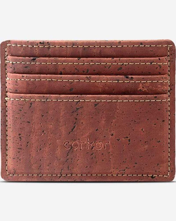 Corkor RFID-Safe Vegan Cork Minimalist Wallet, Red (3 Colors Available)