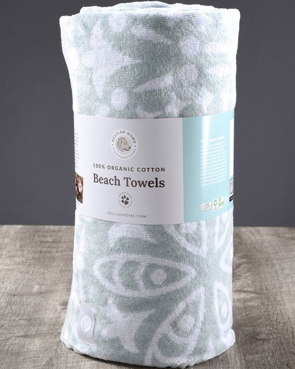 Delilah Home 100% Organic Cotton Kiawah Beach Towel, Mineral Green (Also in Navy)
