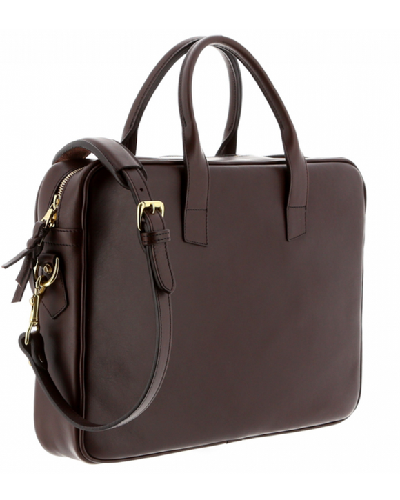 Frank Clegg Vegetable-Tanned Leather Computer Briefcase, Chocolate (6 Colors)