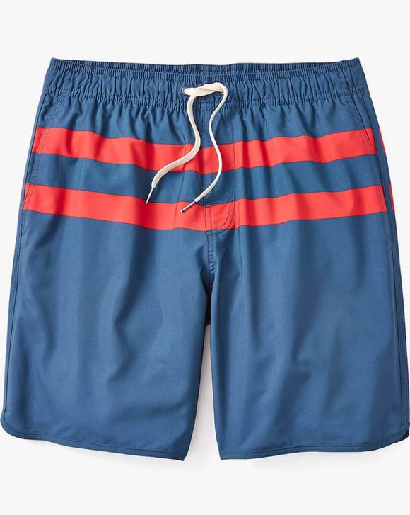 Fair Harbor Clothing Recycled Polyester Anchor Swim Trunks, Red Stripe