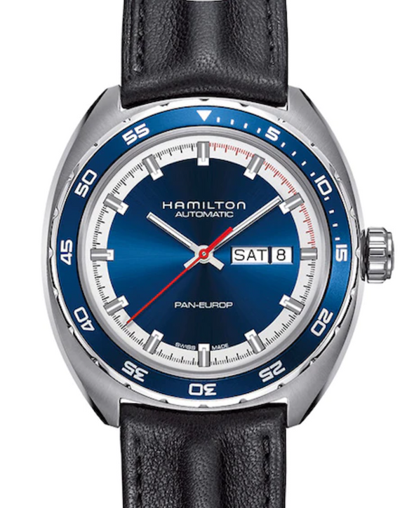 Hamilton Pan Europ Day-Date Automatic Watch, Blue H35405741 (42mm)
