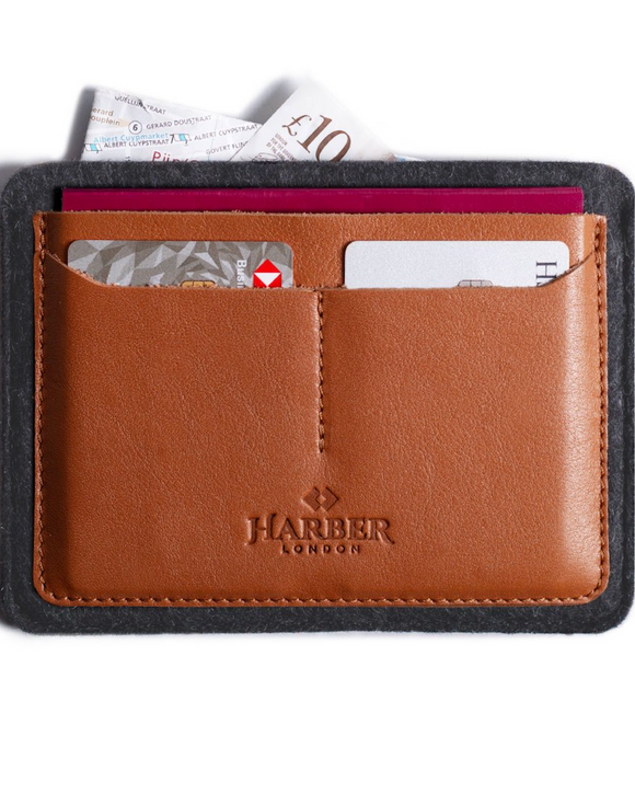 Harber London Flat Leather Passport Holder, Tan/Brown (6 Colors Available)