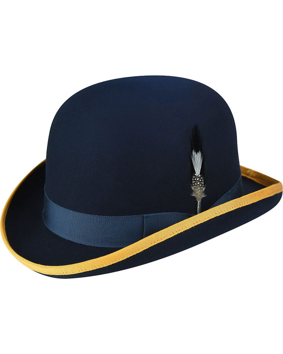 Hats.com 410 Bowler, Navy & Gold