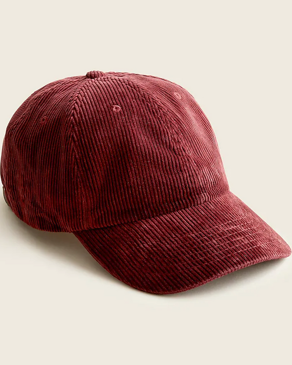 Garment-Dyed Corduroy Baseball Cap, Red Currant (3 Colors)