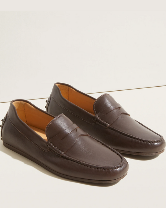 Jack Erwin Decker Leather Driving Loafer, Dark Brown (8 Colors Available)