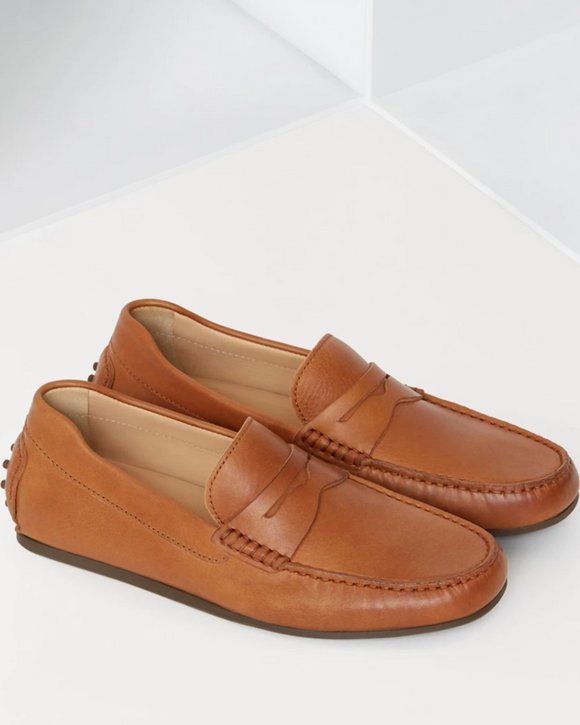Jack Erwin Decker Leather Driving Loafer, Light Brown (8 Colors Available)
