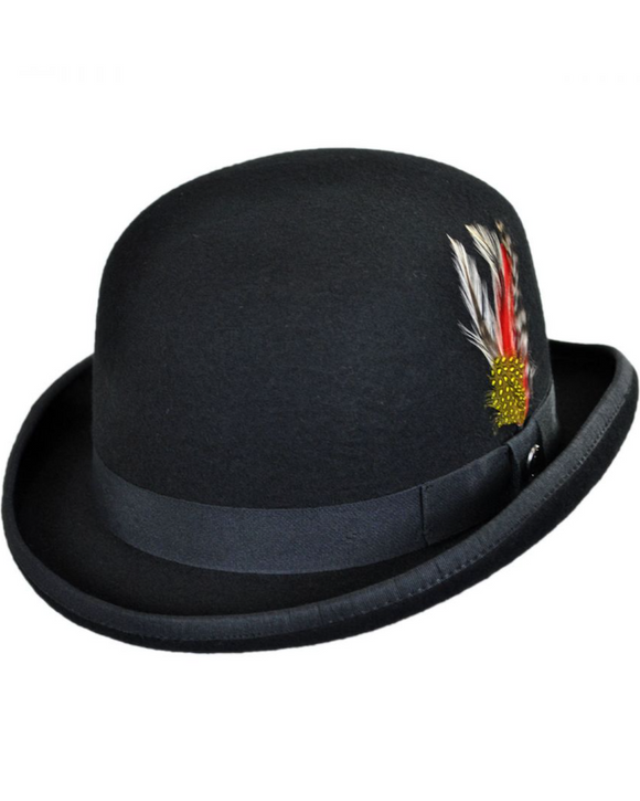 Jaxon English Wool Felt Bowler Hat, Black (3 Colors)