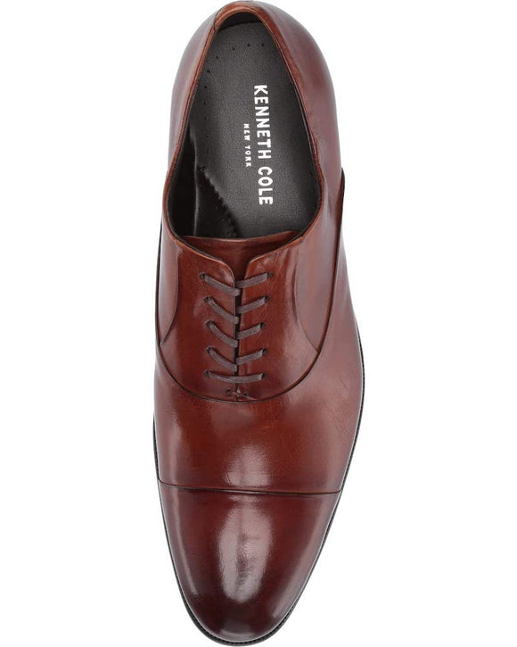 Kenneth Cole New York Chief Council Cap-Toe Oxfords, Cognac (Brown/Red)