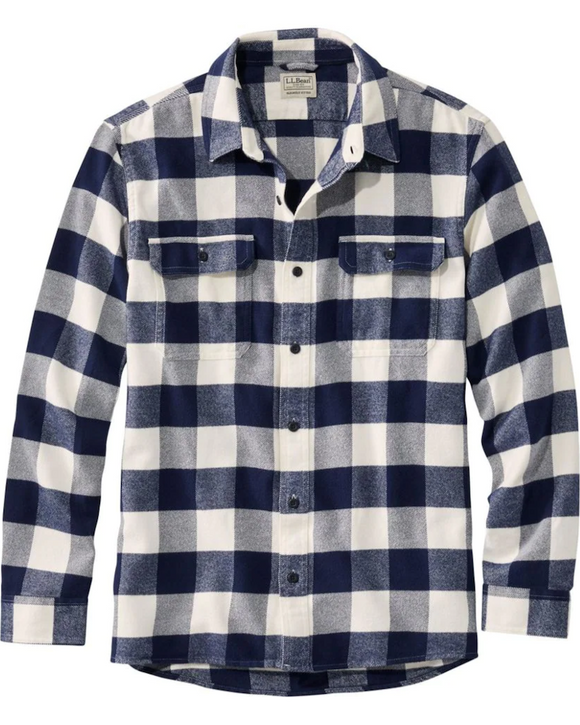 L.L. Bean Organic Cotton Flannel Shirt, Bright Navy (4 Patterns)