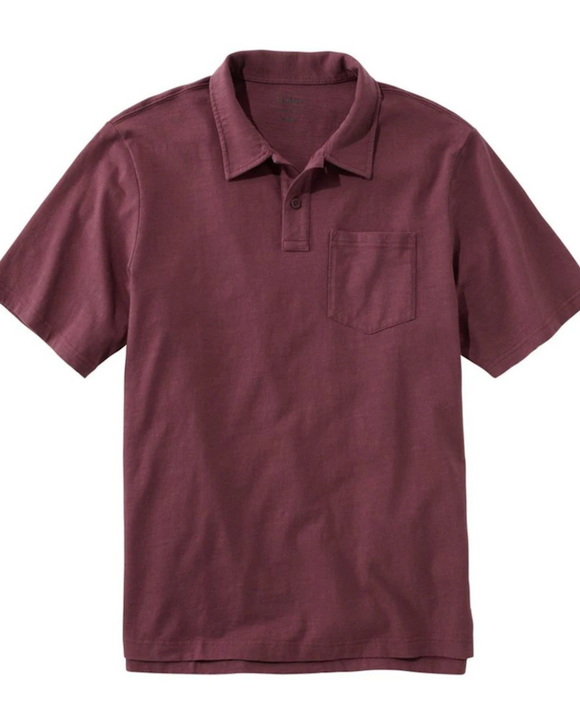 L.L. Bean Organic Cotton Jersey Knit Polo Shirt, Black Plum (6 Colors)