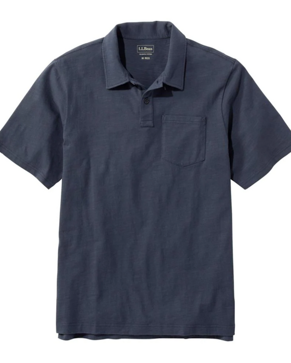 L.L. Bean Organic Cotton Jersey Knit Polo Shirt, Carbon Navy (6 Colors)