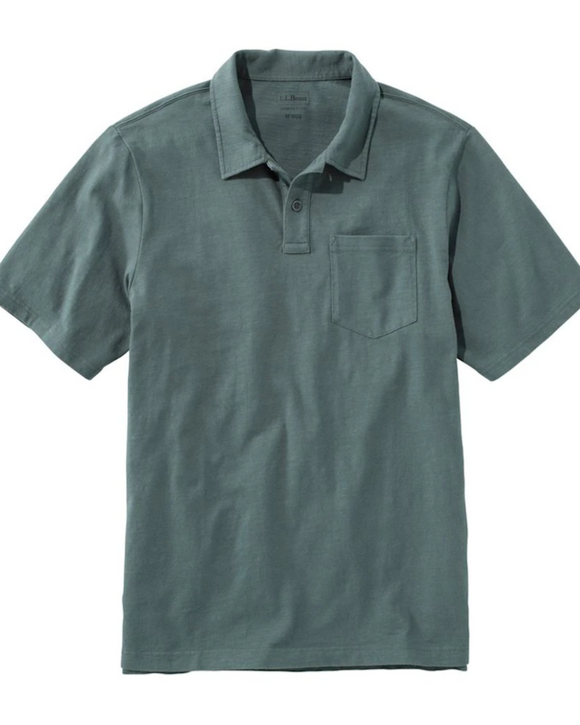L.L. Bean Organic Cotton Jersey Knit Polo Shirt, Shadow Green (6 Colors)