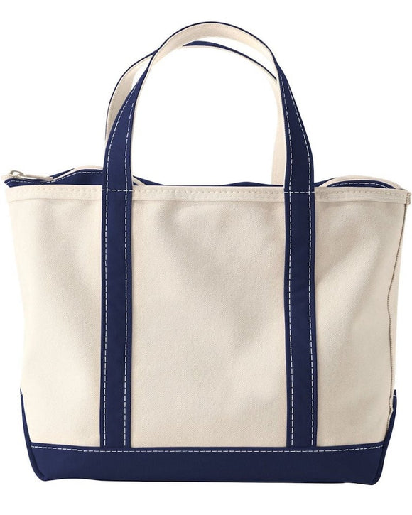 L.L.Bean Boat and Tote Cotton Canvas Tote Bag, Zip-Top, Large, Blue (6 Colors)