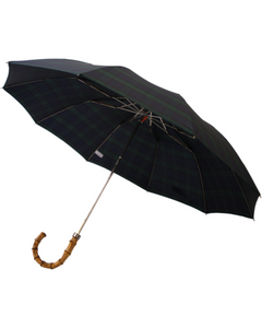 London Undercover 100% Recycled Polyester Telescopic Umbrella, Black Watch Tartan (Blue, Green, Black)