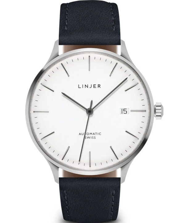 Linjer Automatic Watch, Silver/Navy (6 Colors) (38mm)