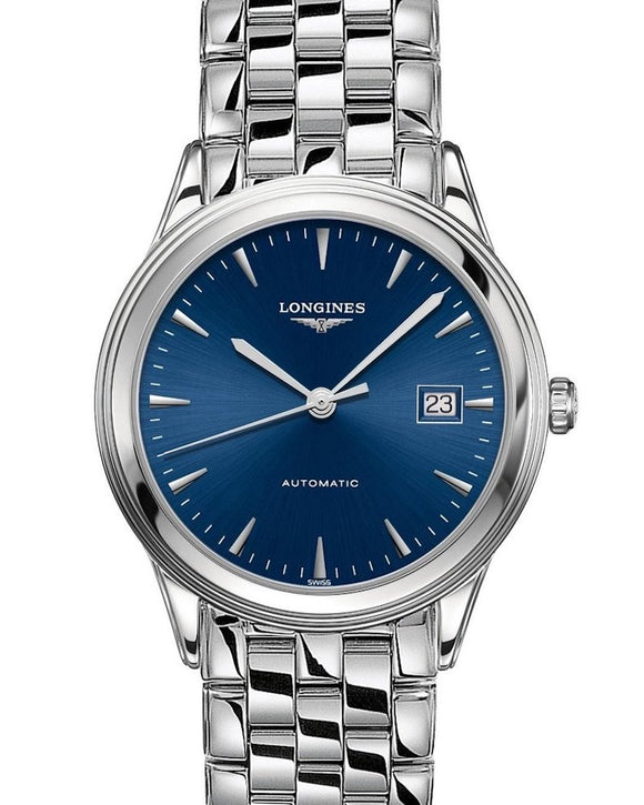 Longines Flagship L4.974.4.92.6 Automatic Watch, Blue (38.5mm)