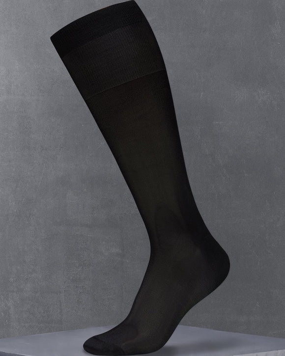 Lorenzo Uomo Tuxedo Over the Calf Silk Socks, Black