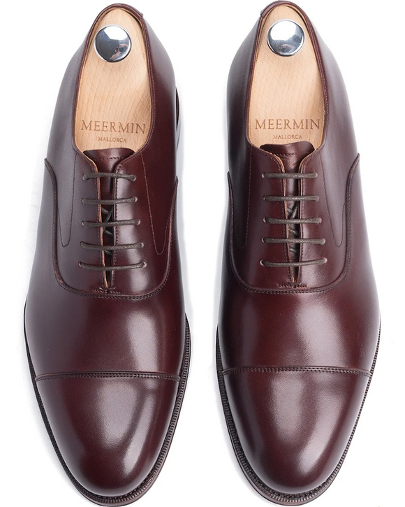 Meermin 101198 Cap-Toe Oxford, Burgundy Calfskin