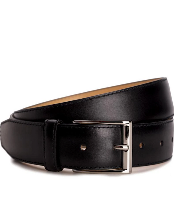 Meermin 104135 Leather Belt, Black Calfskin