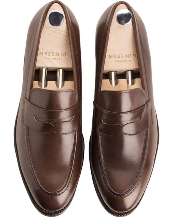 Meermin 101484 Antique Calfskin Loafers, Expresso (Brown)