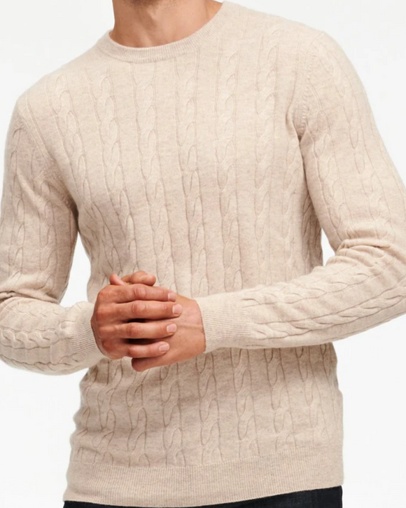 Naadam Cable Knit Crewneck Sweater, Wool/Cashmere, Oatmeal (4 Colors)