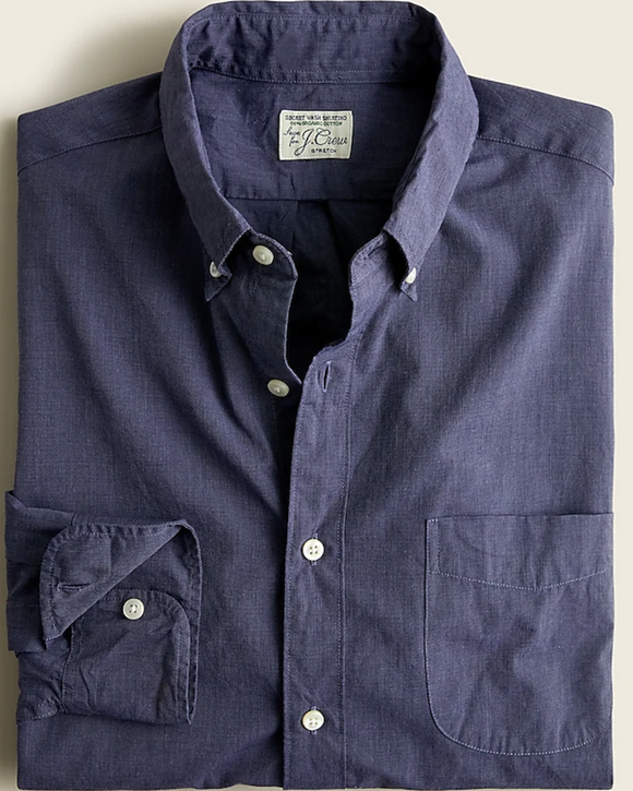 J. Crew Slim Stretch Secret Wash Organic Cotton Poplin Shirt, Montclair Navy