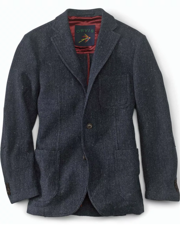 Orvis Highland Tweed Casual Jacket, Navy Herringbone
