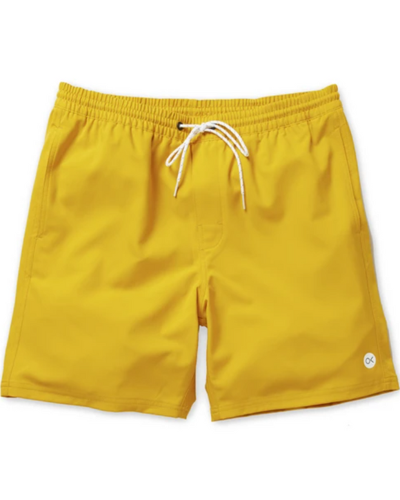 Outerknown Nomadic Volley Recycled Polyester Swim Shorts, Golden Rod (Yellow)