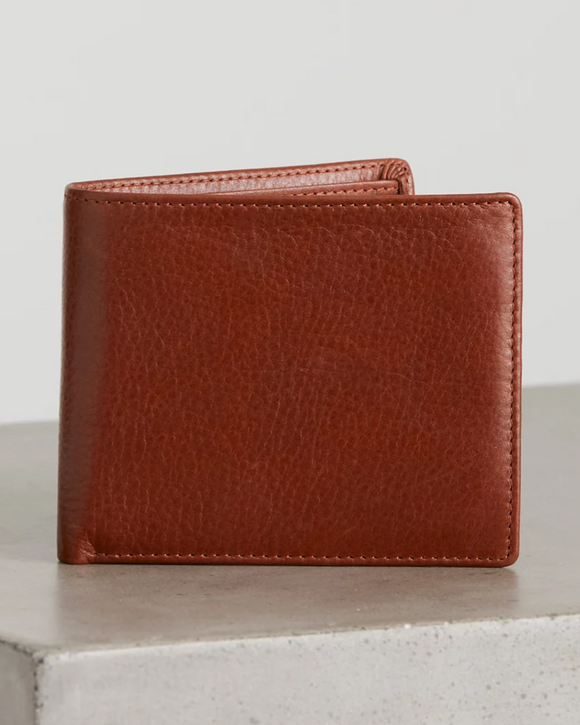 Overland RFID-Safe Argentine Leather Billfold Wallet, Brandy