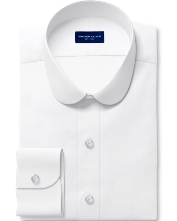 Proper Cloth Custom-Made Vintage Club Collar Dress Shirt, Lafayette White Twill