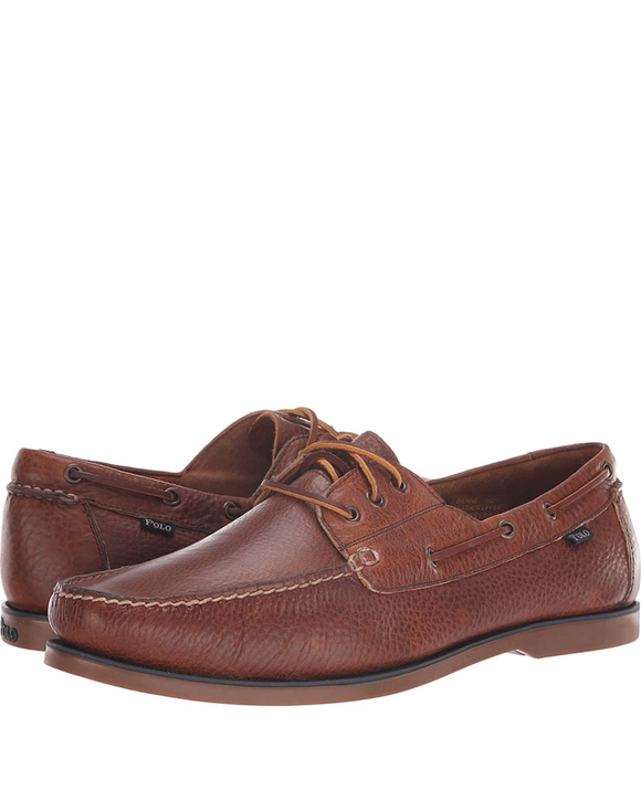Polo Ralph Lauren Bienne Tumbled Leather Boat Shoes, Tan