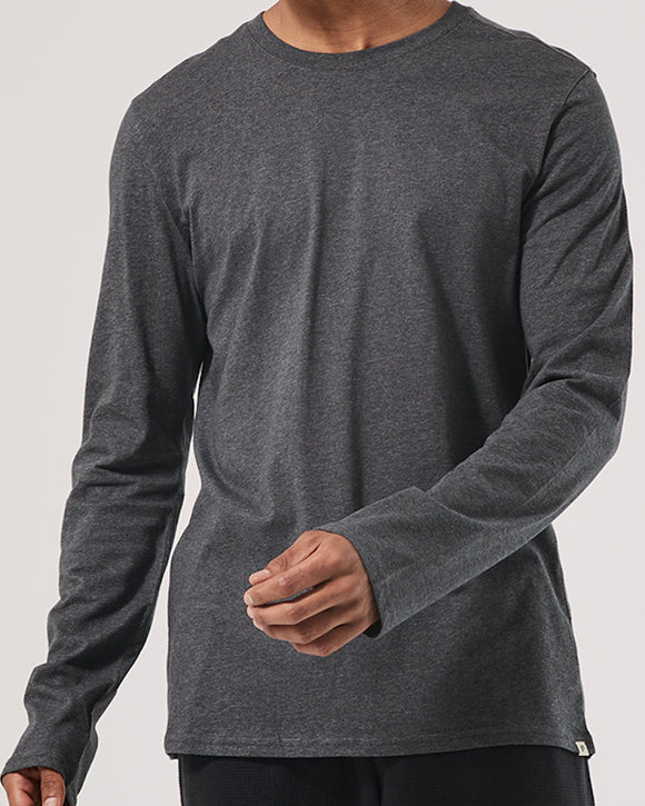 Pact Organic Cotton Softspun Long Sleeve Tee, Charcoal Heather (6 Colors)