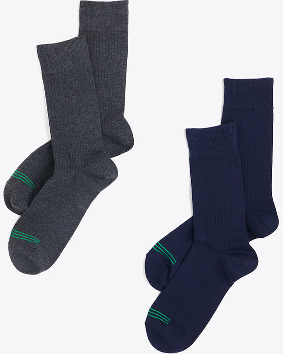 Pact Organic Cotton Socks 2-Pack (Charcoal Heather & Maritime Navy)