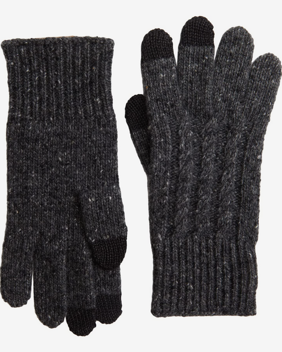 Pendleton Cable-Knit Gloves, Black (Charcoal Heather)
